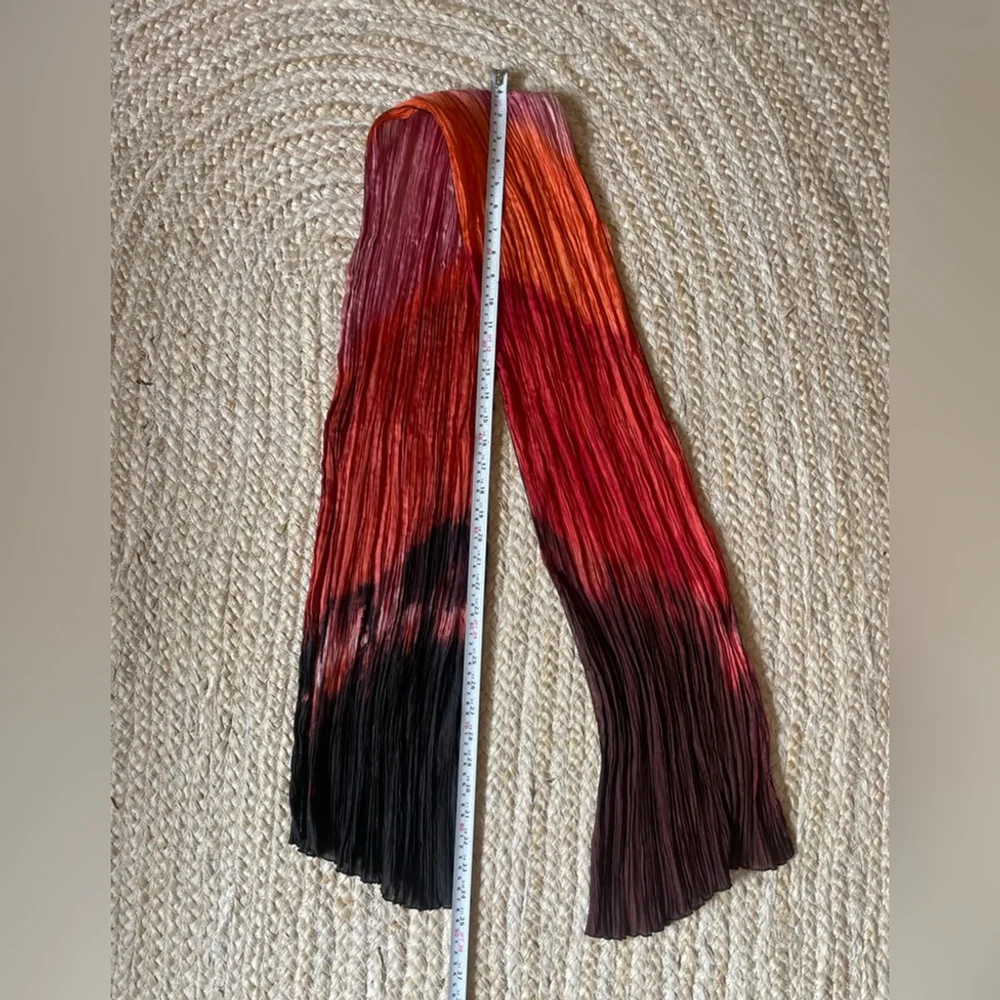 Vibrant Red and Orange Pleated Scarf gradient scarf long shawl
